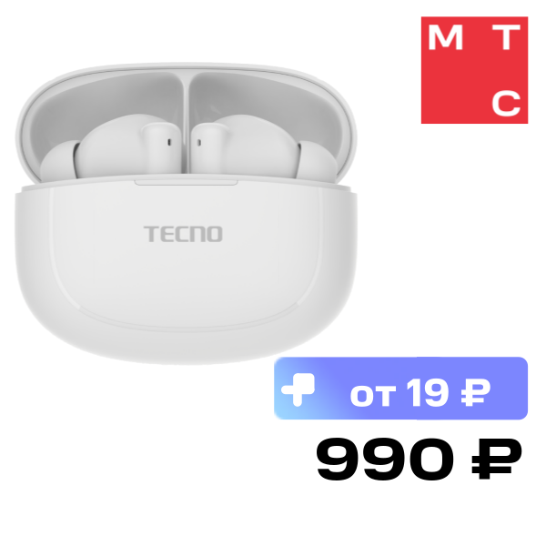 Беспроводные наушники TECNO BD04 Air White