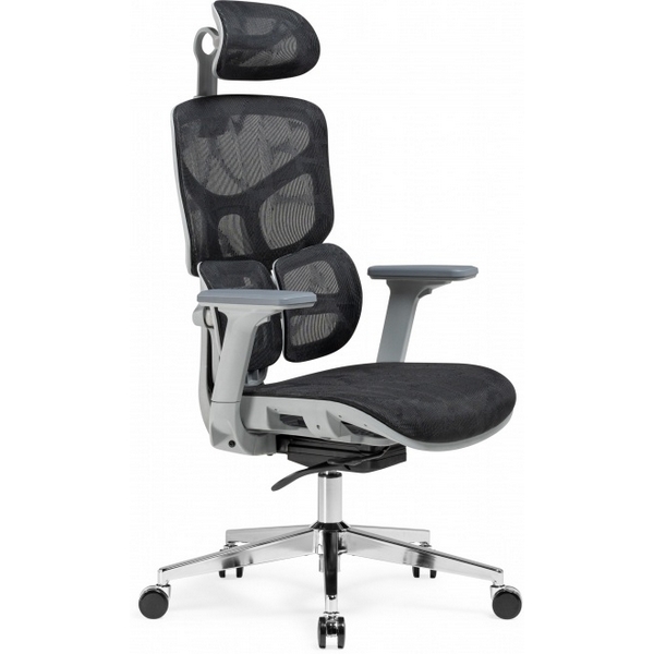 Стул для офиса компьютерный с регулировкой высоты сиденья Woodville Samur black / gray (сетка/хром, черный, черный/черный, хром) 15818