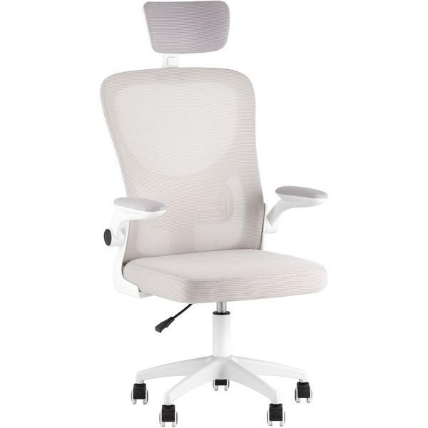 Кресло офисное TopChairs Core серый с подголовником пластик белый TopChairs УТ000041968