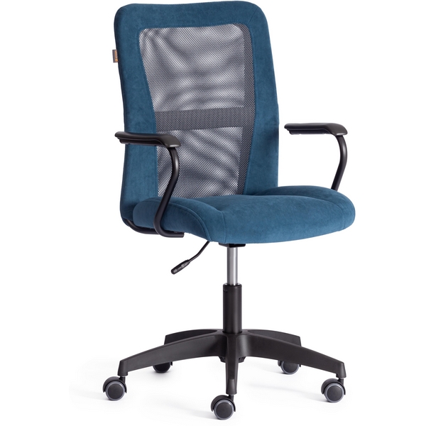 Стул с основанием-крестовиной STAFF (флок,ткань/синий,серый) Tetchair 21452