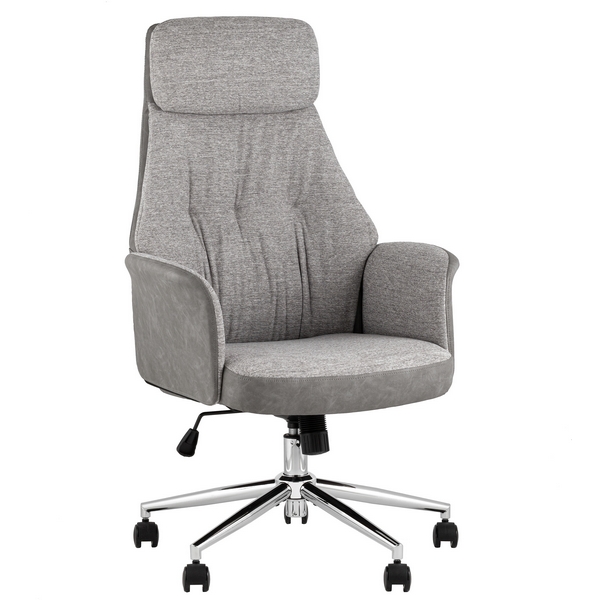 Кресло офисное TopChairs Neoma светло-серый экокожа ткань УТ000041772 Stool Group
