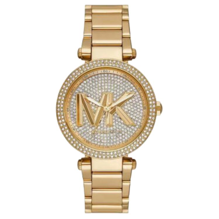 MICHAEL KORS Наручные часы Кварцевый механизм Стальной ремешок 39 мм Золотой циферблат Женские часы Водонепроницаемость 50 м MK7283 Gold Dial beige