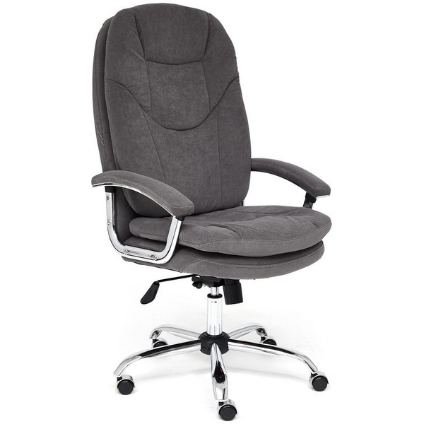 Кресло компьютерное со средней спинкой SOFTY флок , серый, Tetchair LUX 13591