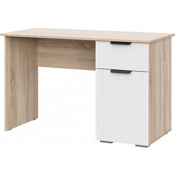 Компьютерный стол с ящиком Woodville Стокгольм СТП03-1200 120х57х75 дуб сонома/line софт пломбир (прямоугольная столешница) 579692