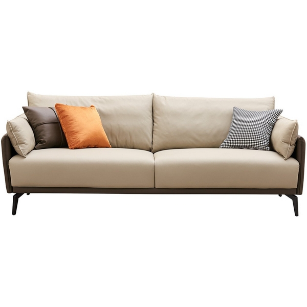 Диван ESF ELEGANTE NAPPA SF015 (3-х местный) бежевый 6615-коричневый/Кожа SF015-3BEIGE BROWN