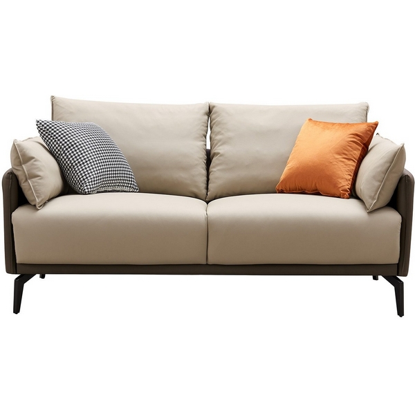 Диван ESF ELEGANTE NAPPA SF015 (2-х местный) бежевый 6615-коричневый/Кожа SF015-2BEIGE BROWN