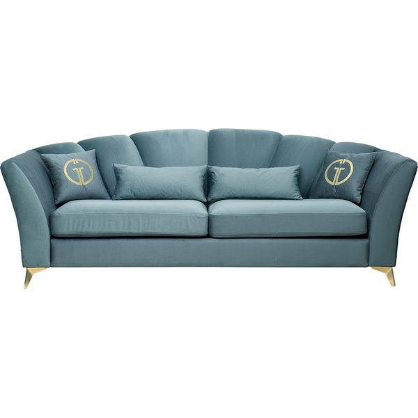 Диван Annette трехместный без мех,велюр бирюз.Colt1004/зол 250*100*95 Garda Decor арт.ANNETTE-3-2K-Colt1004