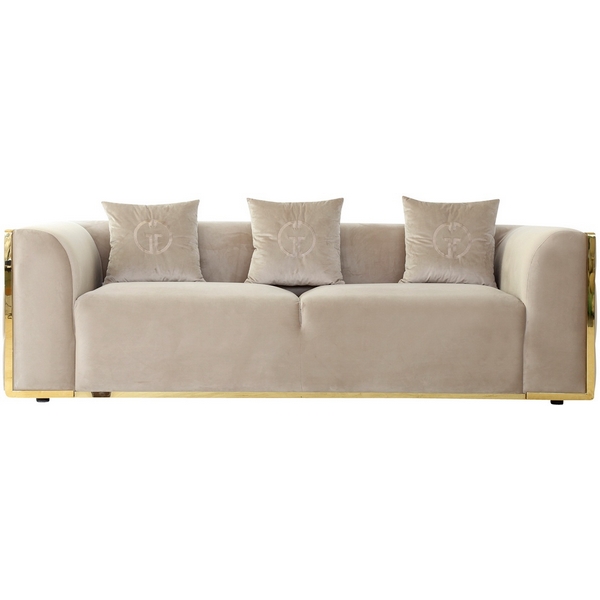 102AN-DIV-9173-BEG Диван Bern трехместный, велюр бежевый 233*96*69см Garda Decor