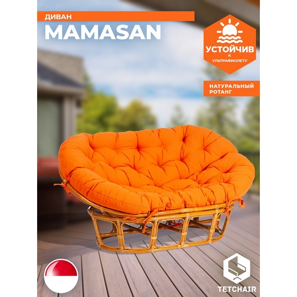 Диван MAMASAN/МАМАСАН 23/02 W /с подушкой/ подушка 182х119см, 169х102х80см, пекан орех, ткань, оранжевый, с 23 Tetchair 24261