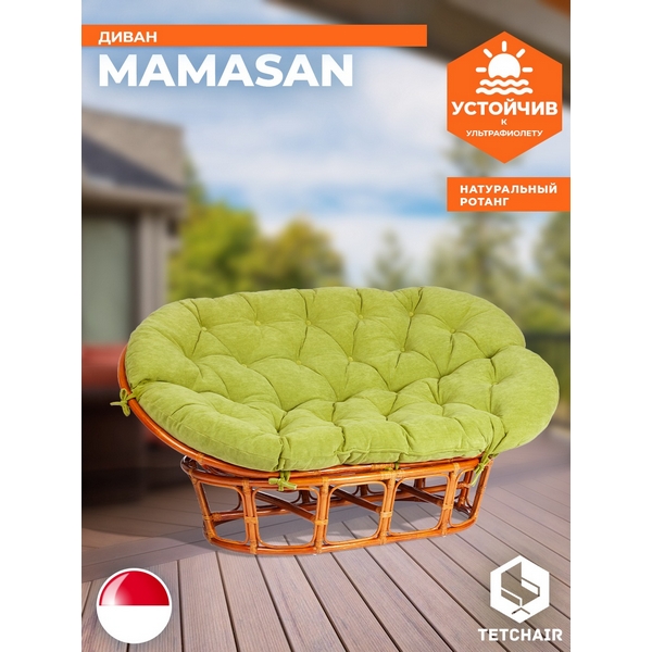 Диван MAMASAN/МАМАСАН 23/02 W /с подушкой/ подушка 182х119см, 169х102х80см, медовый, флок, олива, 23 Tetchair 24260