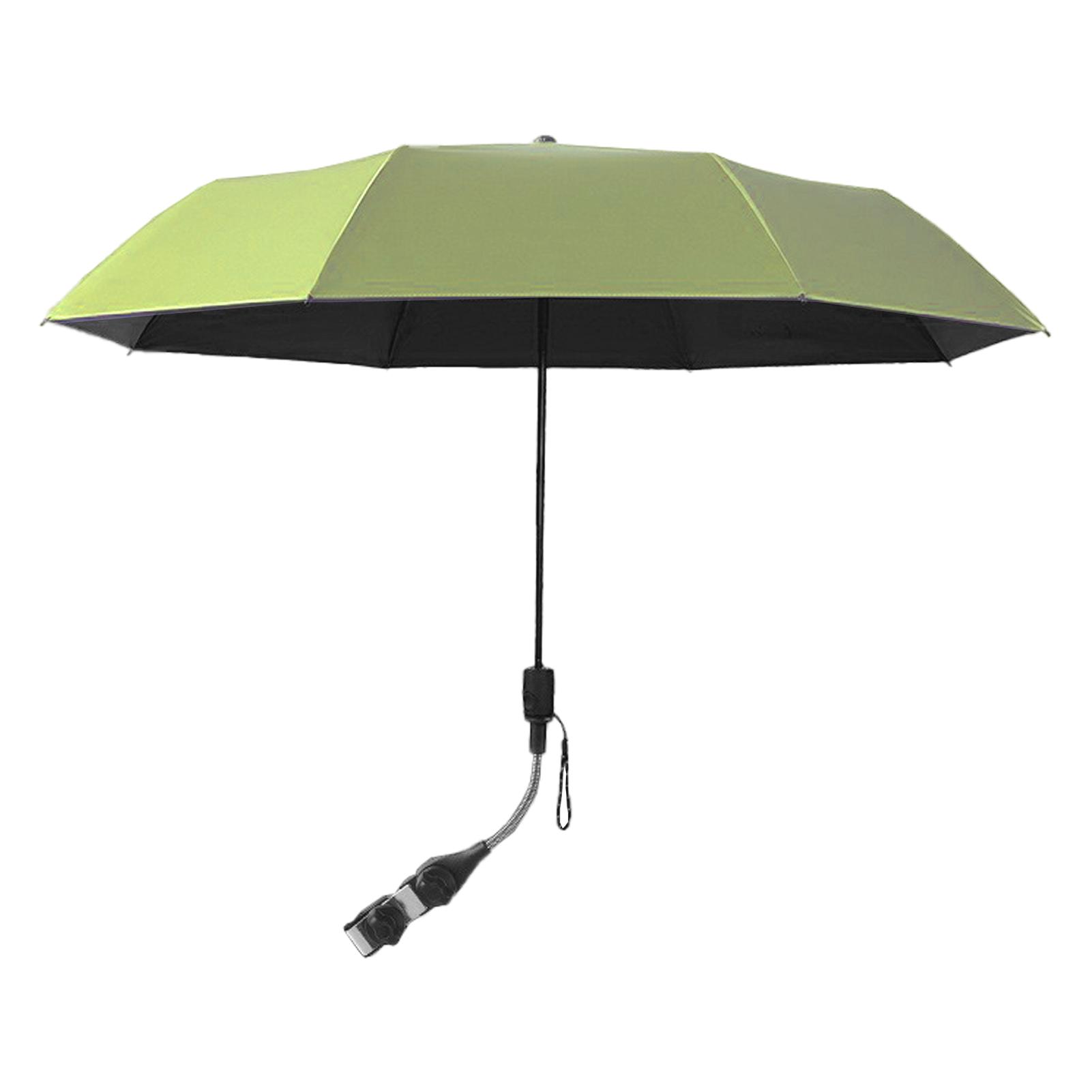 Triple Fold Sun Umbrella 37.4in 8 Bone Baby Stroller Parasol with Metal Clamp Sun Protection beige CosyHome