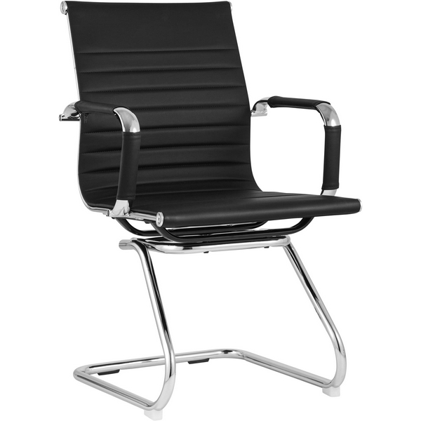 Кресло офисное с шириной сиденья 55 см для посетителей TopChairs Visit черное УТ000001929