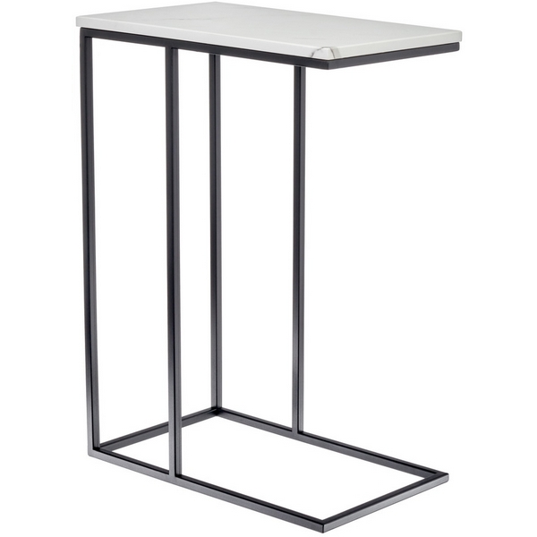 Придиванный столик 50x30см, белый мрамор с черными ножками Bradex Home Loft RF 0358 (прямоугольная столешница)