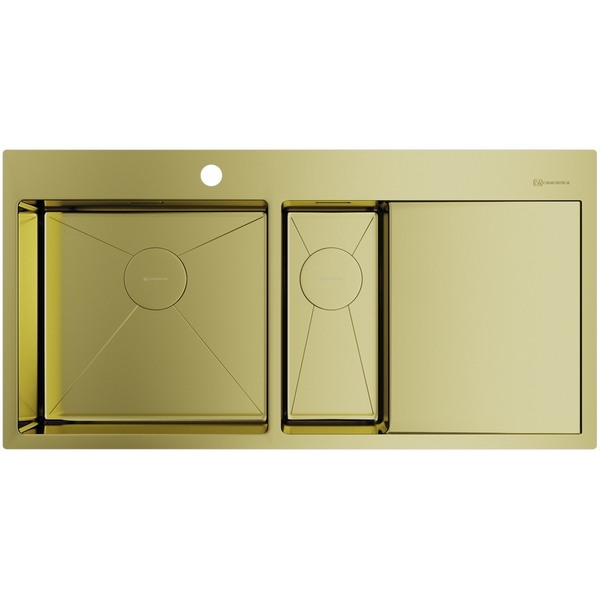 Мойка Omoikiri Akisame 100-2-LG-L нерж.сталь/светлое золото 4973089