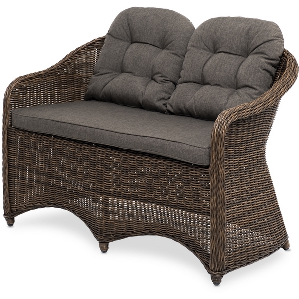Диван двухместный плетенный из ротанга, цвет коричневый 4SIS Равенна YH-C2104W brown