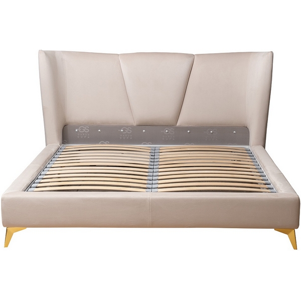 Кровать Siena без мех.велюр бежевый Colt002 199*222*116см Garda Decor арт.Siena2К-160-Colt002