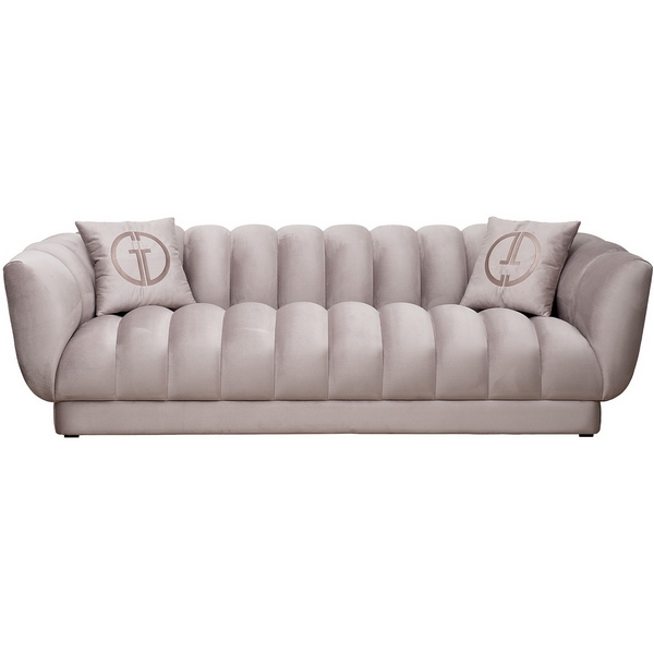Диван Fabio трехместный велюр бежевый Colton1001-SERROS 239*95*72см, 2 подушки Garda Decor арт.FABIO-3-2K-Colt1001