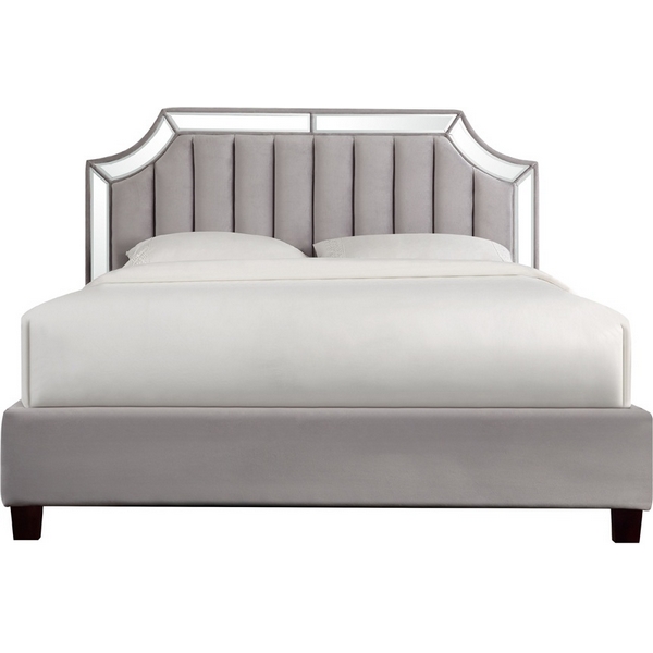 Кровать с зеркальными вставками серая 214*172*127см Garda Decor арт.N-BD1894V GR