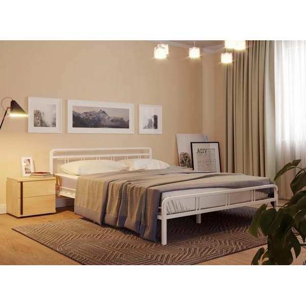 Двуспальная кровать 160х200 см Woodville Рейк белая 403028
