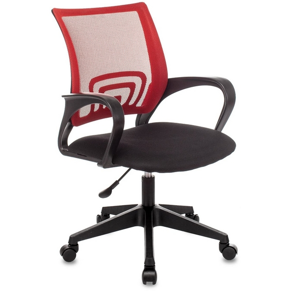 Офисное кресло - стул компьютерный с сетчатой спинкой с механизмом пиастра TopChairs ST-Basic сетка/ткань красный УТ000035166