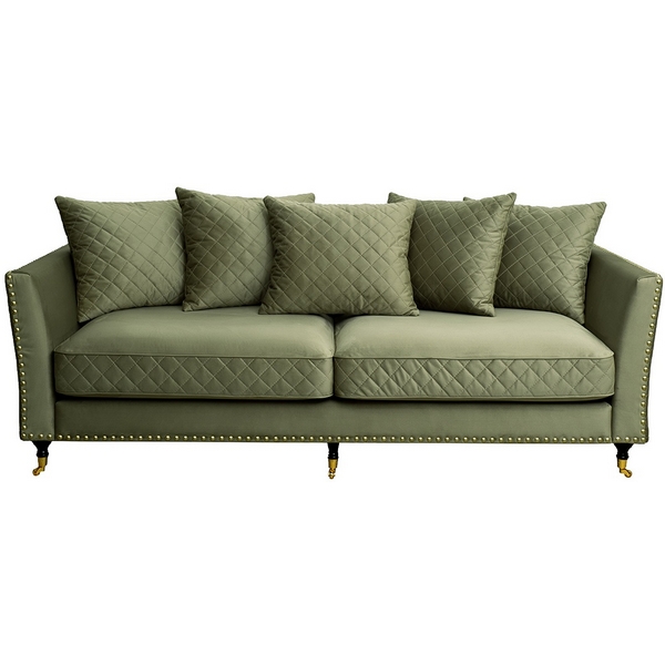 Диван Sorrento 220 трехмест., велюр оливковый Colt1002-OLIV 220*101*88см Garda Decor SORRENTO-220-Colt1002