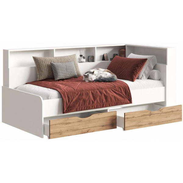 Кровать Woodville Амер 190х80 белый / дуб вотан арт.602817