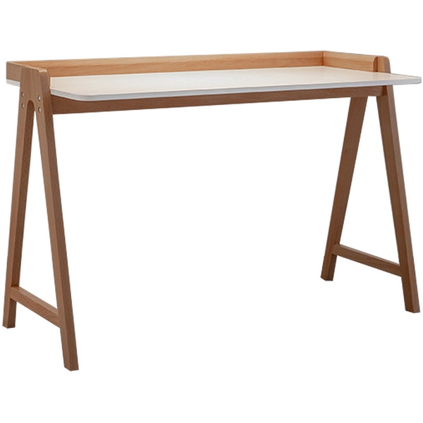 Стол с деревянной столешницей письменный Stool Group Pyramid 118*53 белый/светлое дерево УТ000036011 (прямоугольная столешница, 4 ножки)