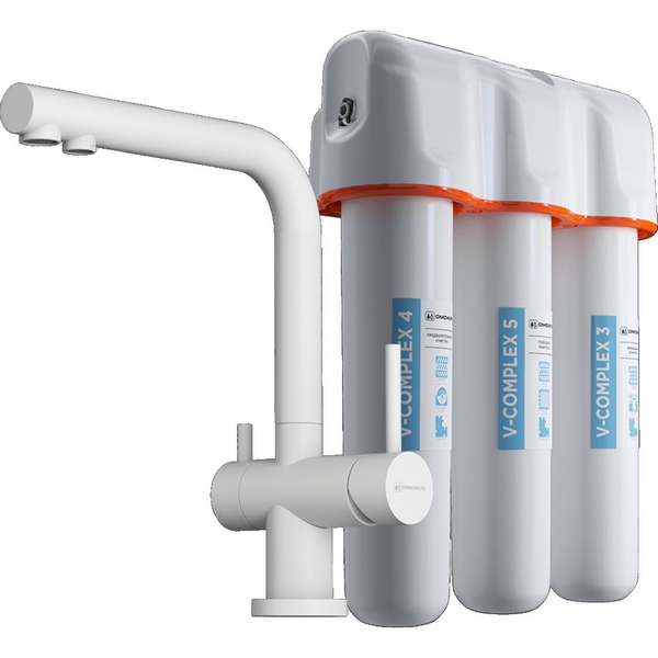 Смеситель для кухни Omoikiri Nagano-WH-P + Pure drop Lite 4054.8028P