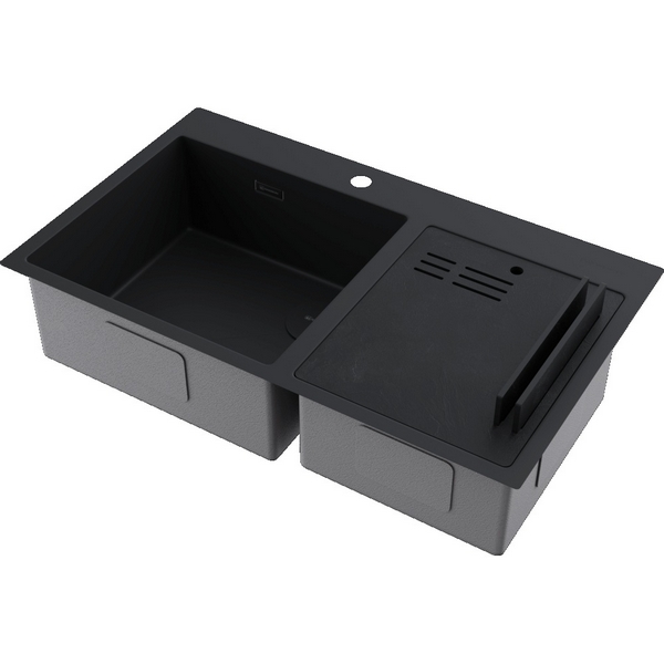 Кухонная мойка Omoikiri Akisame 86-2 Side-GB нерж. сталь/графит 4997047