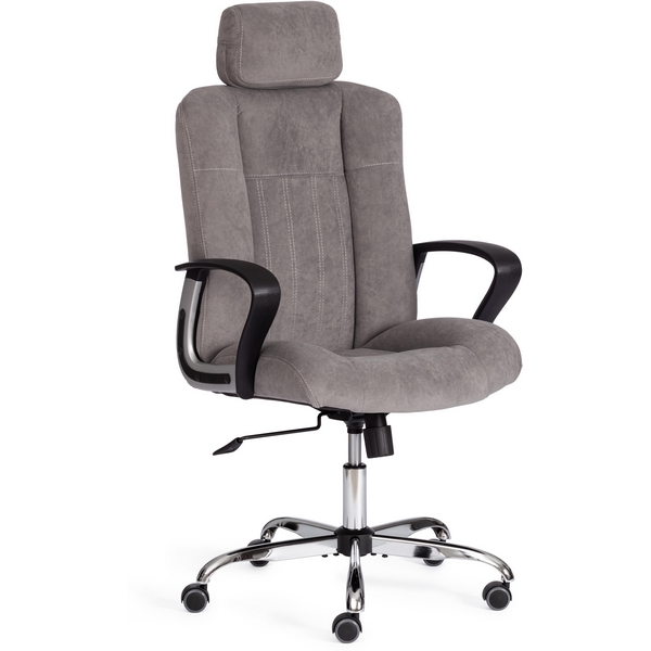 Кресло игровое с серебристой рамой Tetchair OXFORD (флок/серый) 21163