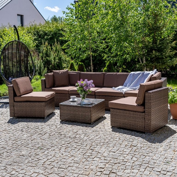Плетеный модульный диван YR822BB-Brown/Brown Afina YR822BB-Brown-Brown