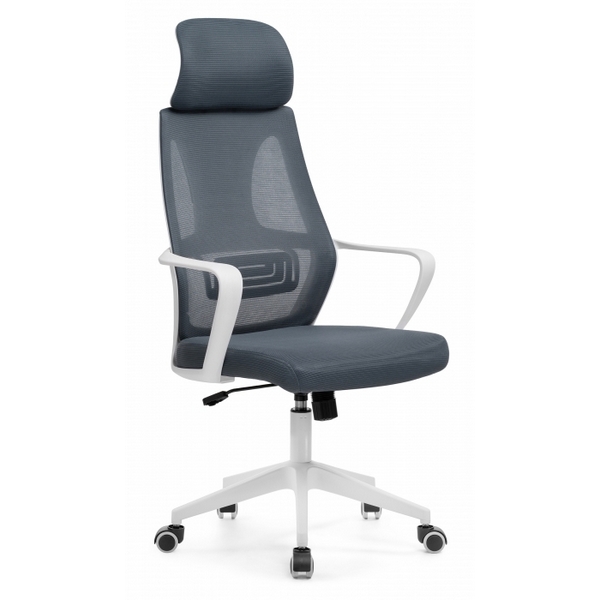 Кресло офисное на колесиках с белой крестовиной Woodville Golem dark gray / white 15332