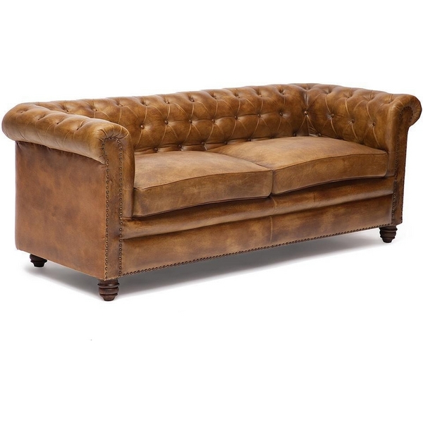 Диван 3-х местный ( mod. 1175T ) Античный светлый (кожа буйвола) Tetchair 9395 10306