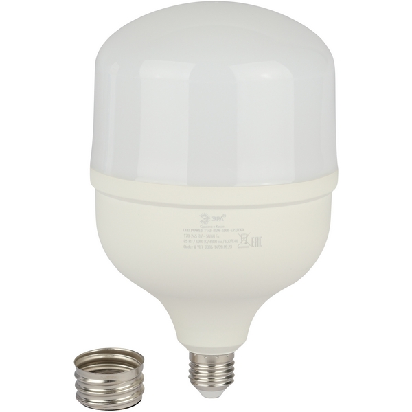 Лампочка светодиодная E27 с переходником на E40 85W ЭРА LED POWER T140-85W-4000-E27 с переходником на E40/E40 LED POWER T140-85W-4000-E27/E40
