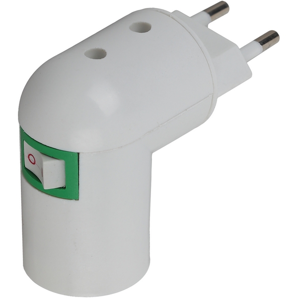 Переходник-вилка Е27 с выключателем ЭРА PRH-E27/S-PLA-WH ACS PRH-E27/S-PLA-WH