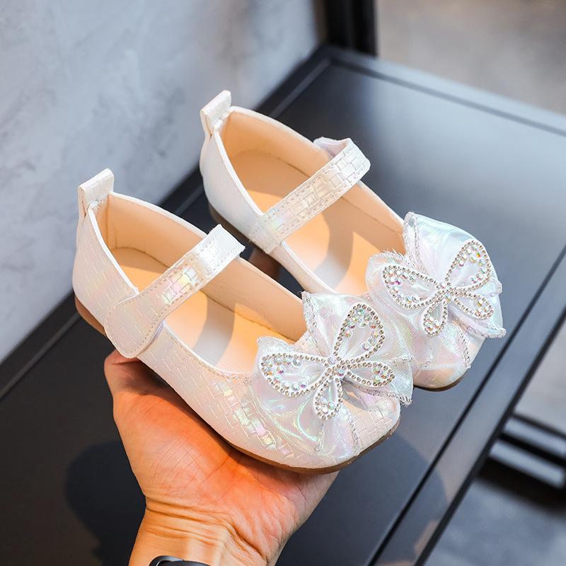 Кожаные туфли для девочек в стиле корейской принцессы 21 inner length 13CM white Gtime Shoes