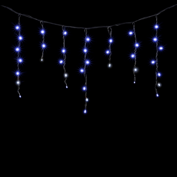 Гирлянда Бахрома 3,1 x 0,5 м Синяя с Мерцанием Белого Диода 220В, LED, Провод Черный Каучук, IP65 Laitcom LL120BLW-1-2B