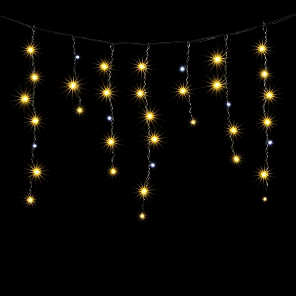 Гирлянда Бахрома 3,1 x 0,5 м Тепло-Белая с Мерцанием Белого Диода 220В, LED, Провод Черный ПВХ, IP54 Laitcom PIL150BLW-11-2WW