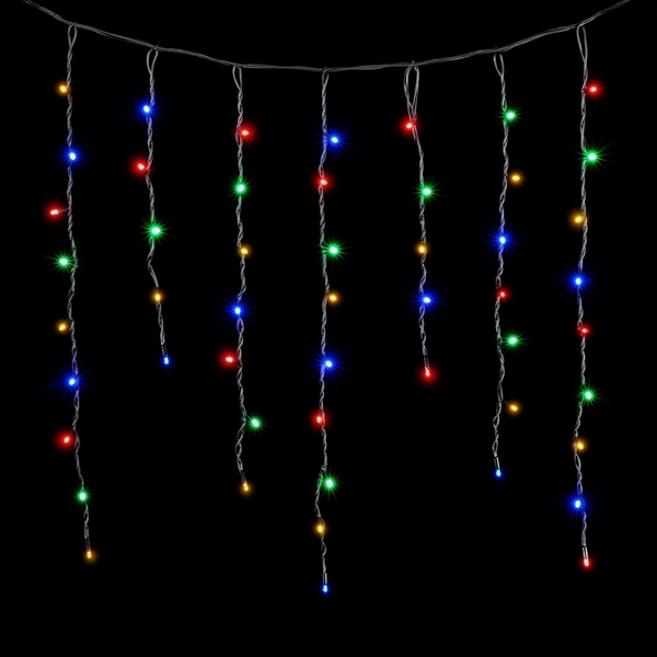 Гирлянда Бахрома 3,2 x 0,9 м Разноцветная 220В, LED, Провод Черный Каучук, IP65 Laitcom LL168-1-2M