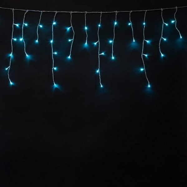 Гирлянда Бахрома на Батарейках 3 х 0,5 м Аква, LED, Провод Прозрачный Силикон, IP65 Laitcom ECC100-10-8A