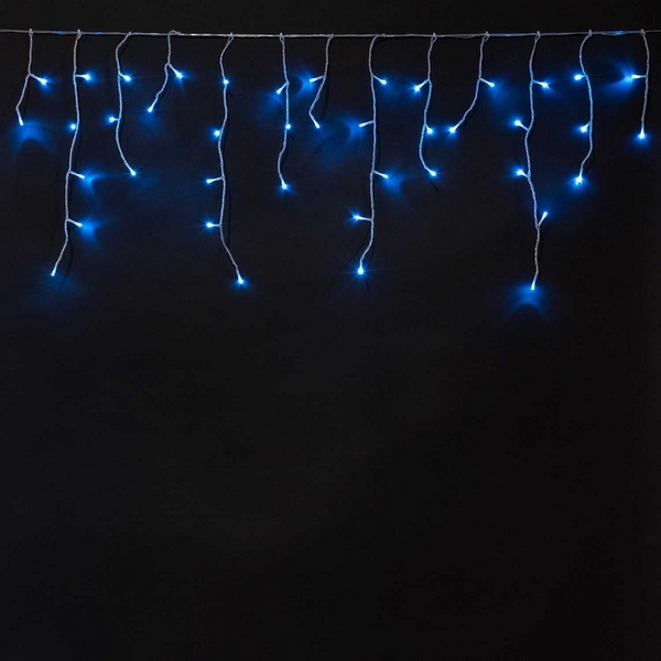 Гирлянда Бахрома на Батарейках 3 х 0,5 м Светло-Голубая, LED, Провод Прозрачный Силикон, IP65 Laitcom ECC100-10-8SB