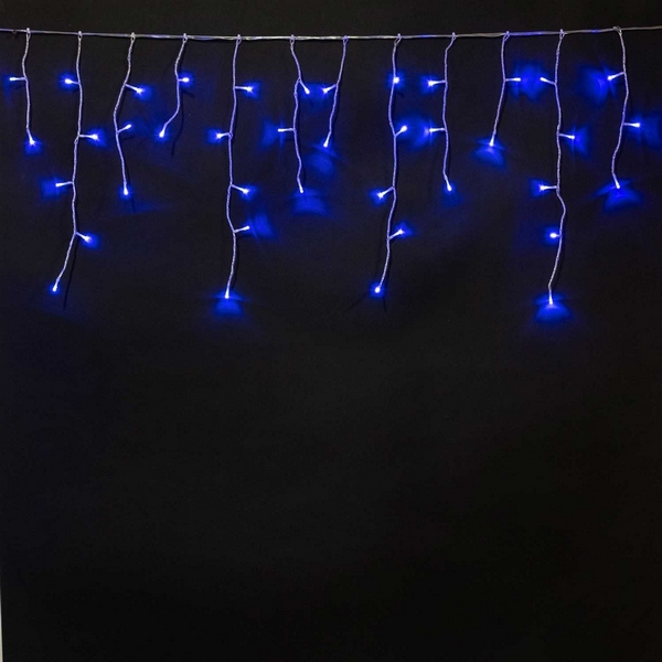 Гирлянда Бахрома на Батарейках 3 х 0,5 м Синяя, LED, Провод Прозрачный Силикон, IP65 Laitcom ECC100-10-8B