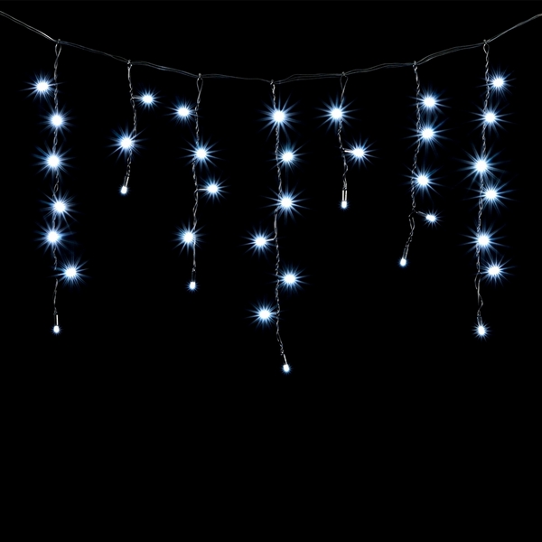 Гирлянда Бахрома с Колпачком 3,1 x 0,5 м Белая 220В, LED, Провод Черный ПВХ, IP65 Laitcom PIL120CAP-11-2W