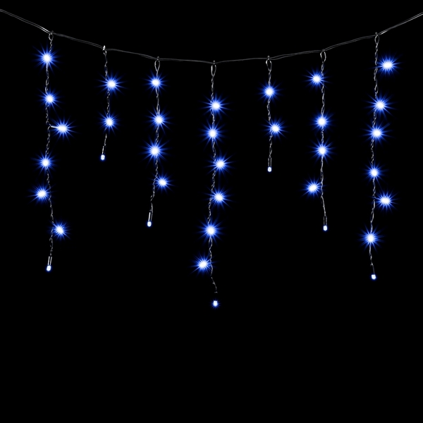 Гирлянда Бахрома с Колпачком 3,1 x 0,5 м Синяя 220В, LED, Провод Черный ПВХ, IP65 Laitcom PIL120CAP-11-2B