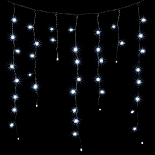 Гирлянда Бахрома с Колпачком 3,2 x 0,9 м Белая 220В, LED, Провод Черный ПВХ, IP65 Laitcom PIL180CAP-11-2W
