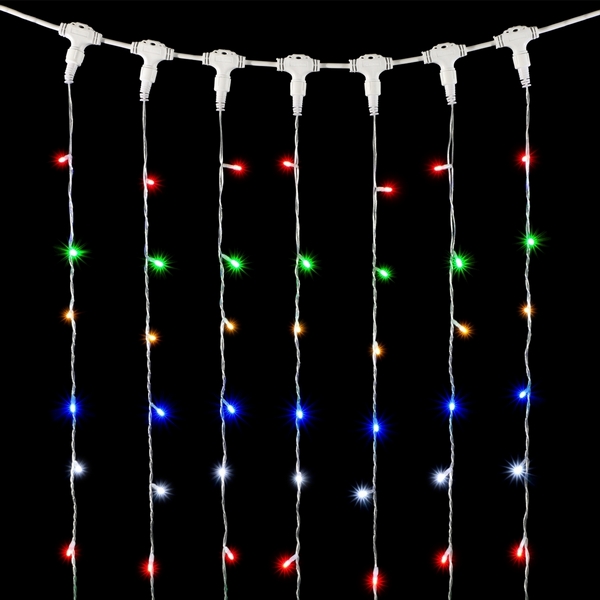 Гирлянда Занавес x м Разноцветный с Мерцанием Белого Диода 220В, LED, Провод Прозрачный ПВХ, IP54 Laitcom Занавесы PCL402BLW-10-2M