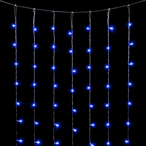 Гирлянда Занавес Облегченный x 3 м Синий 220В, LED, Провод Прозрачный ПВХ, IP54 Laitcom Занавесы PCL600NOT-10-2B