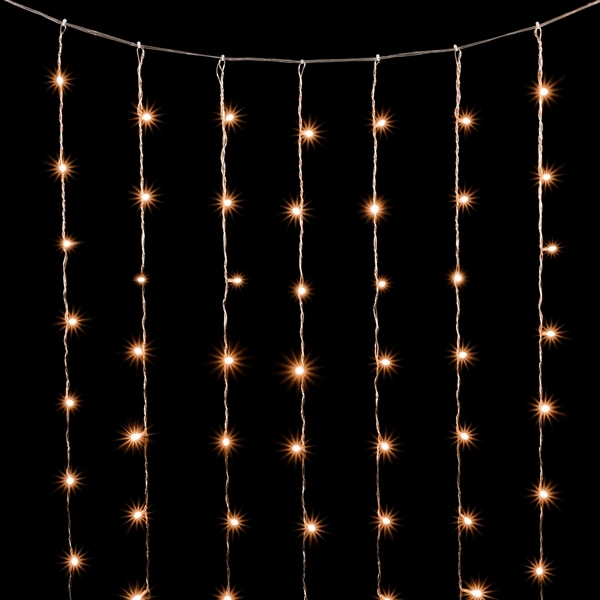 Гирлянда Занавес Облегченный x 3 м Тепло-Белый 220В, LED, Провод Прозрачный ПВХ, IP54 Laitcom Занавесы PCL600NOT-10-2WW