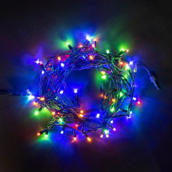 Гирлянда Нить 10м Разноцветная 220В, LED, Провод Черный Каучук, IP65 Laitcom Нити (на ёлку) LL75-1-2M