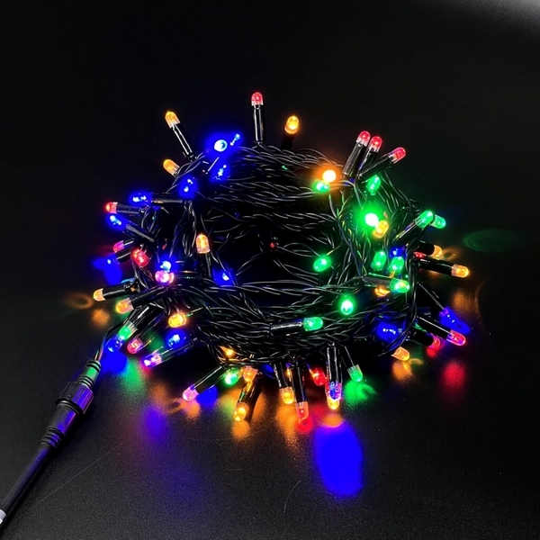 Гирлянда Нить с Колпачком 10м Разноцветная 24В, LED, Провод Черный ПВХ, IP65 Laitcom Нити (на ёлку) PST100CAP-11-1M